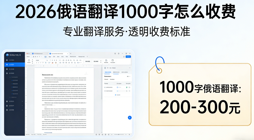 2026俄语翻译1000字怎么收费？俄语翻译千字报价