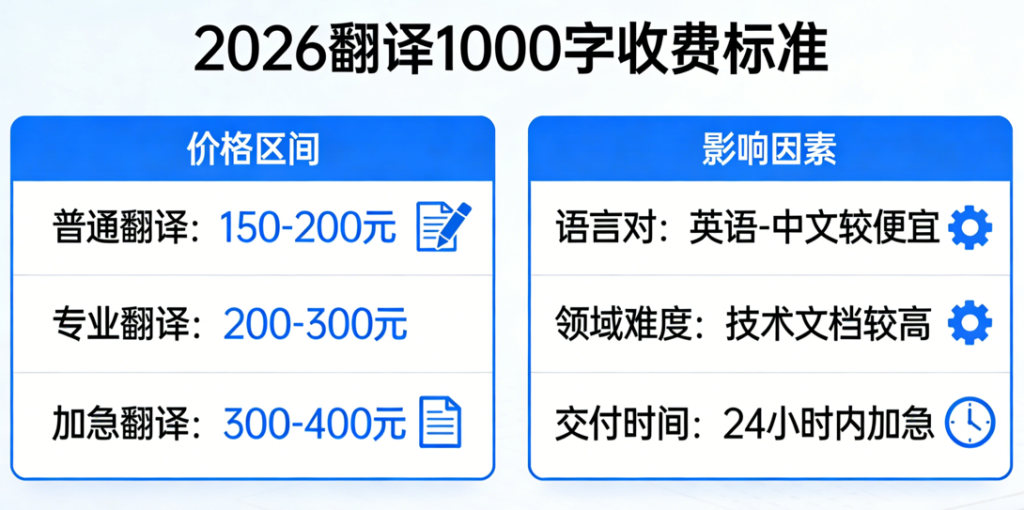 2026翻译1000字收费多少钱？翻译千字价格