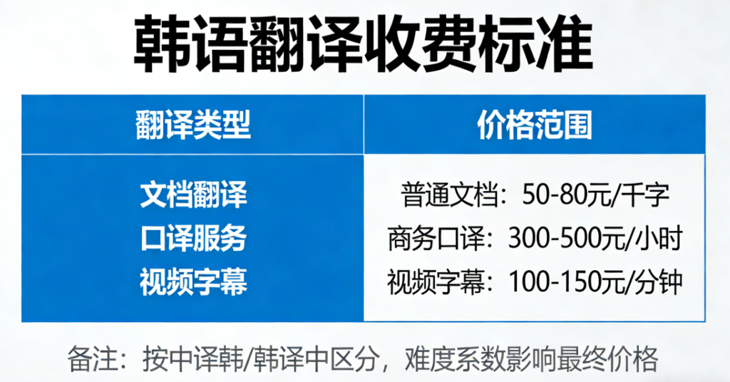 2026韩语翻译报价多少钱？韩语翻译收费标准